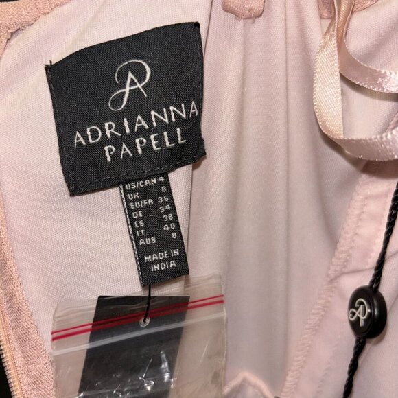 Adrianna Papell Womens  Blush Beaded Blouson Gown Size 4  Long Formal Dress - Picture 5 of 6